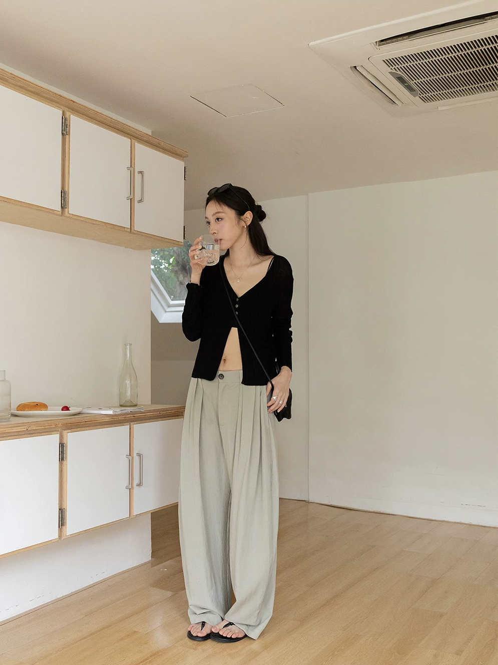 High-Waisted Wide-Leg Drape Pants