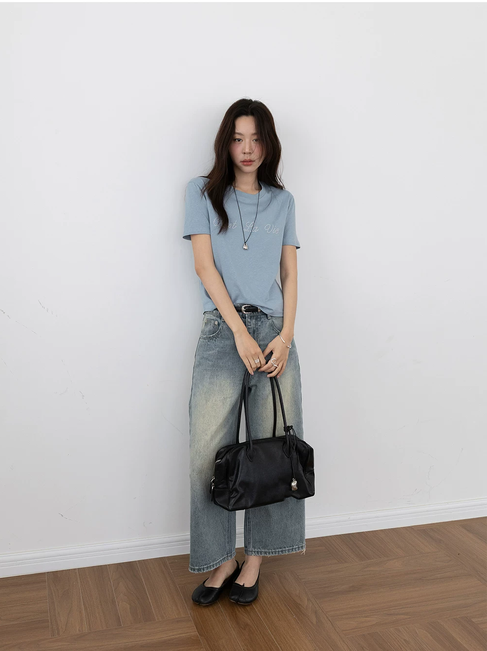 Straight-Leg Washed Denim Cropped Jeans
