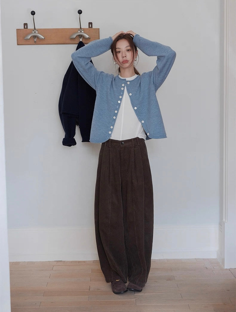 VNOOK Women's Retro Corduroy Barrel Trousers