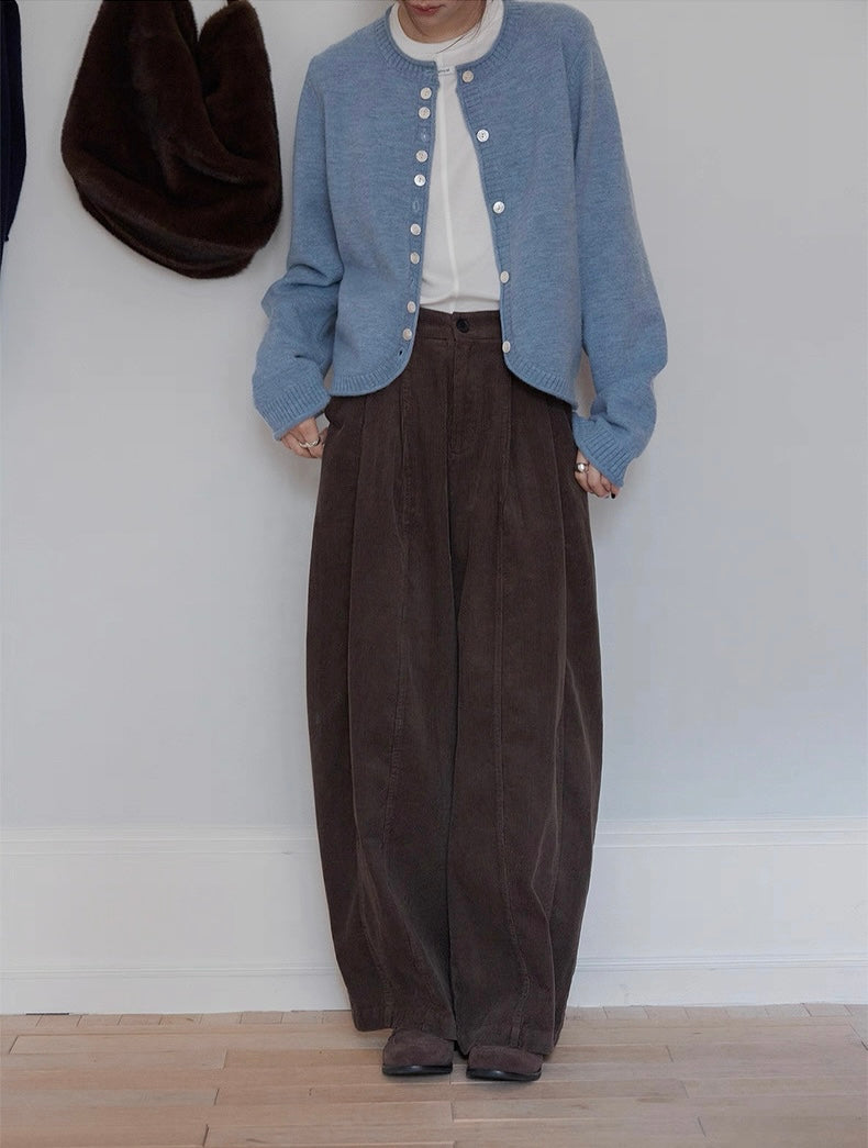 VNOOK Women's Retro Corduroy Barrel Trousers