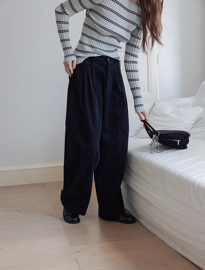 VNOOK Women's Retro Corduroy Barrel Trousers
