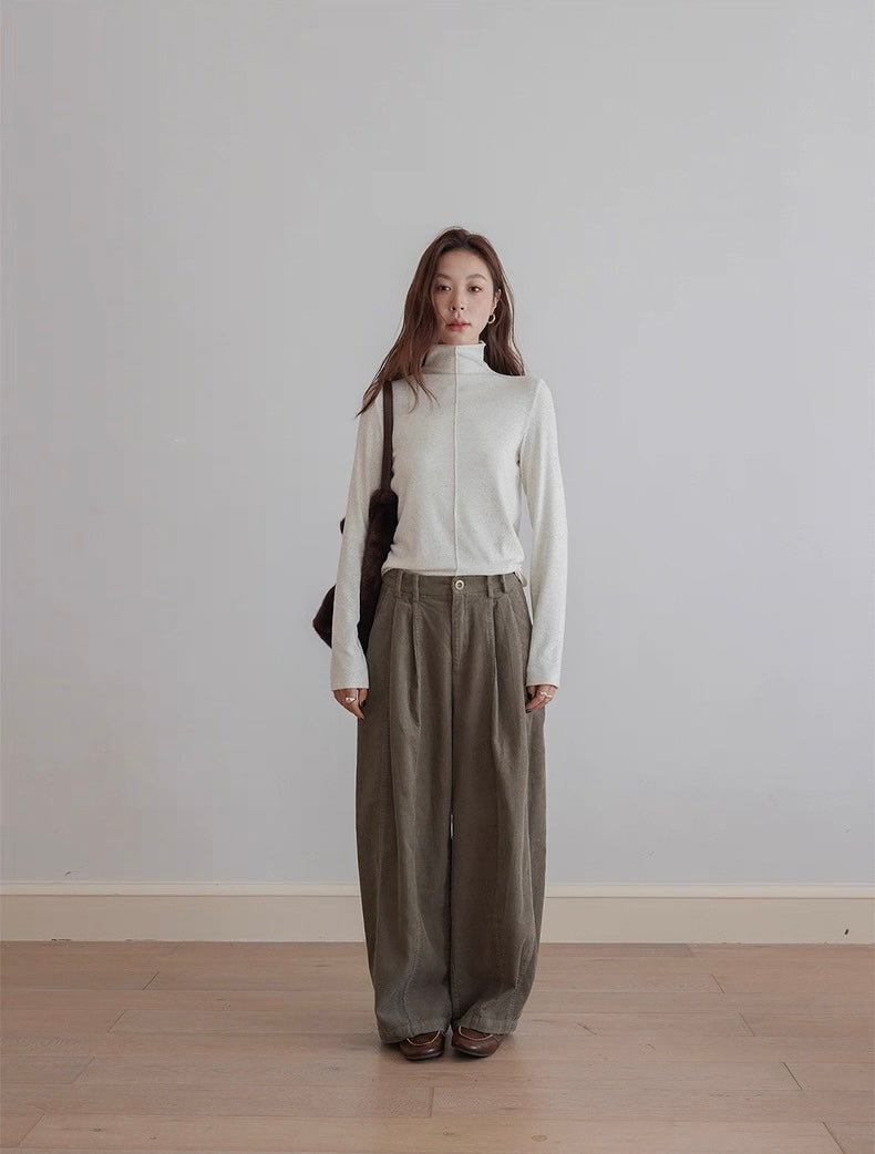 VNOOK Women's Retro Corduroy Barrel Trousers