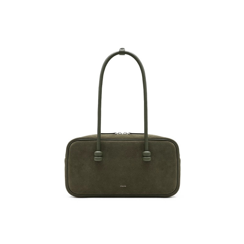MUVA Suede Leather Boston Bag