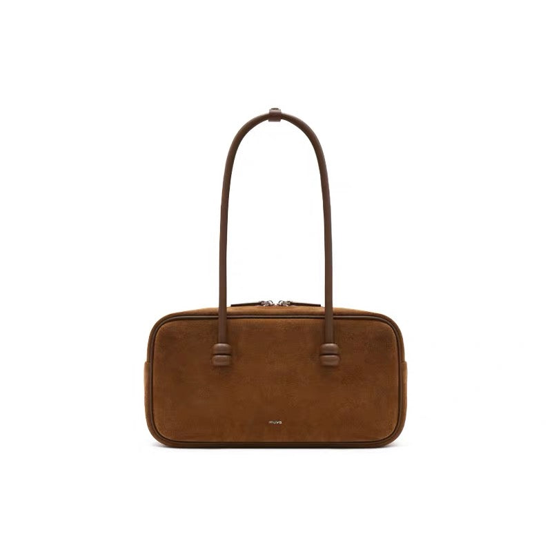 MUVA Suede Leather Boston Bag