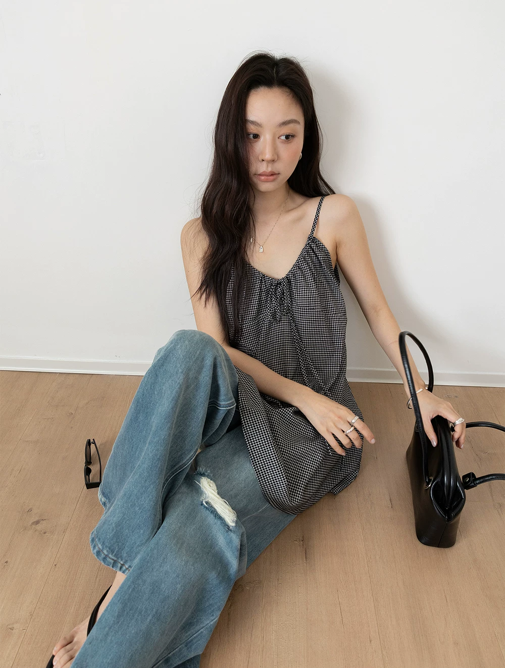 Plaid V-Neck Spaghetti Strap Dress