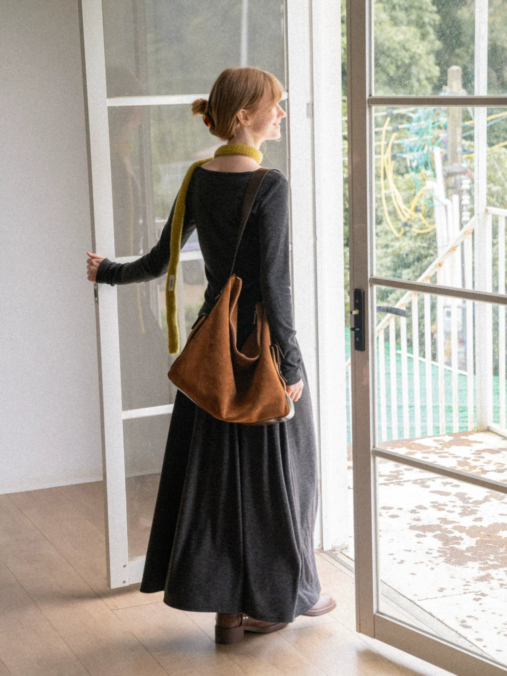 EGGKA eggka high-waist long skirt dark gr dark grey medium