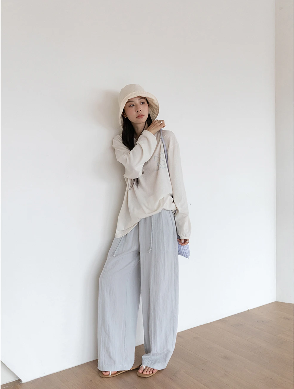 Linen Blend Relaxed Fit Wide-Leg Pants