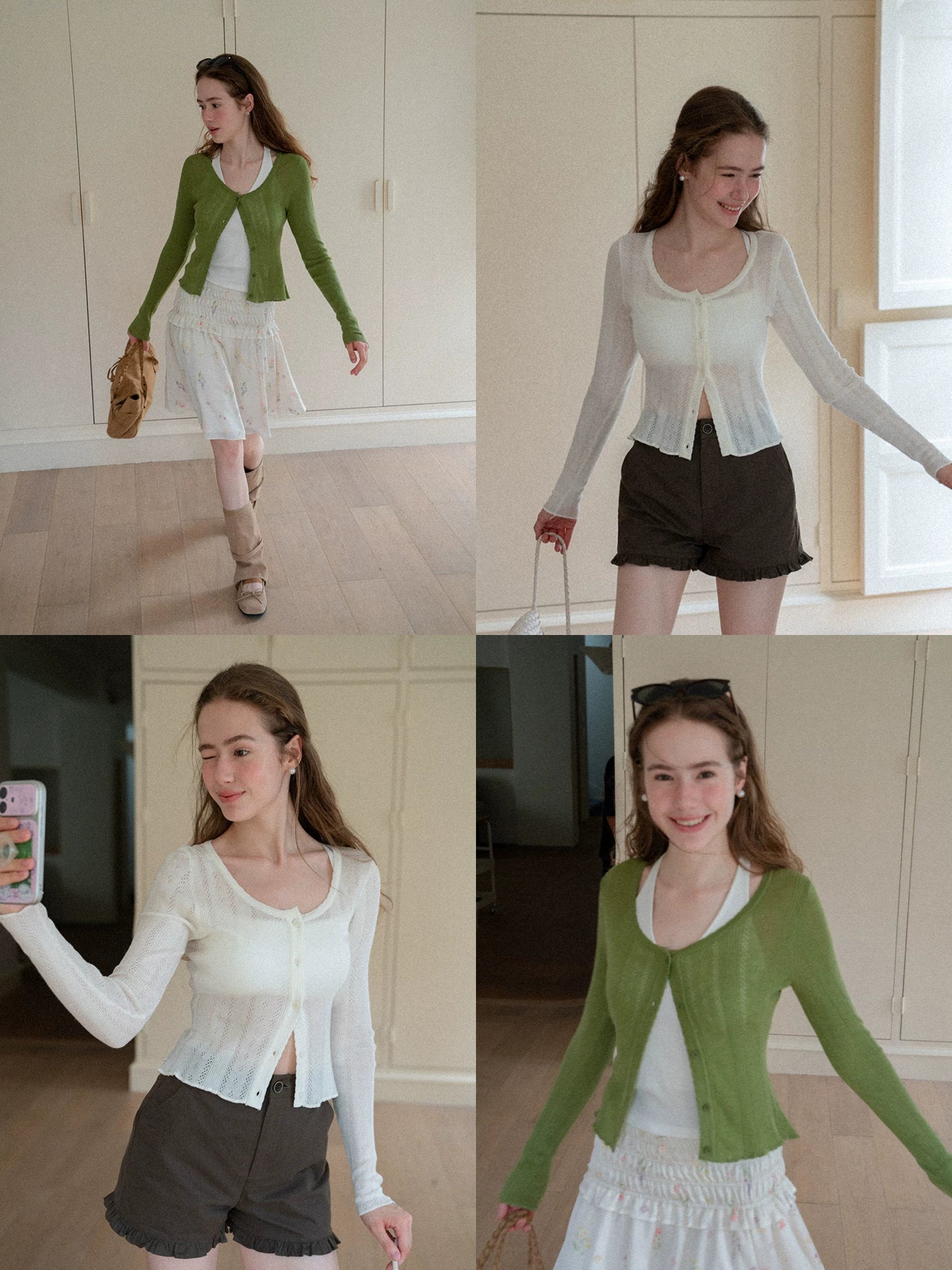 EGGKA eggka round-neck long-sleeve fitted knit green small
