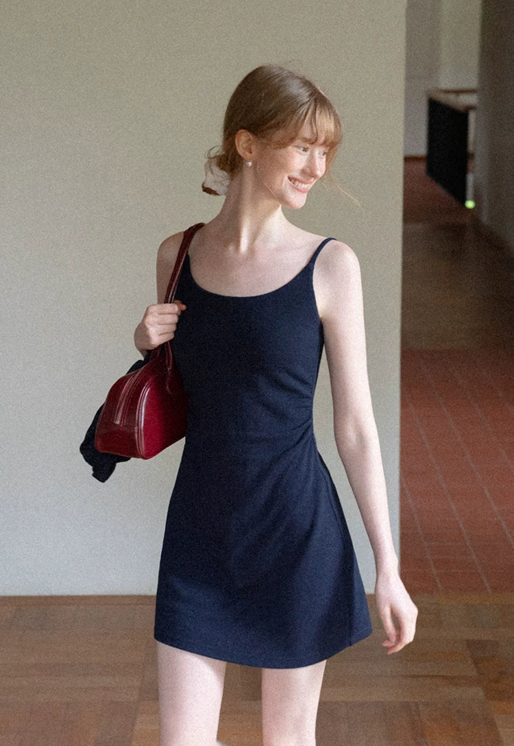 Navy Polka Dot Cardigan A-Line Dress Two-Piece Set