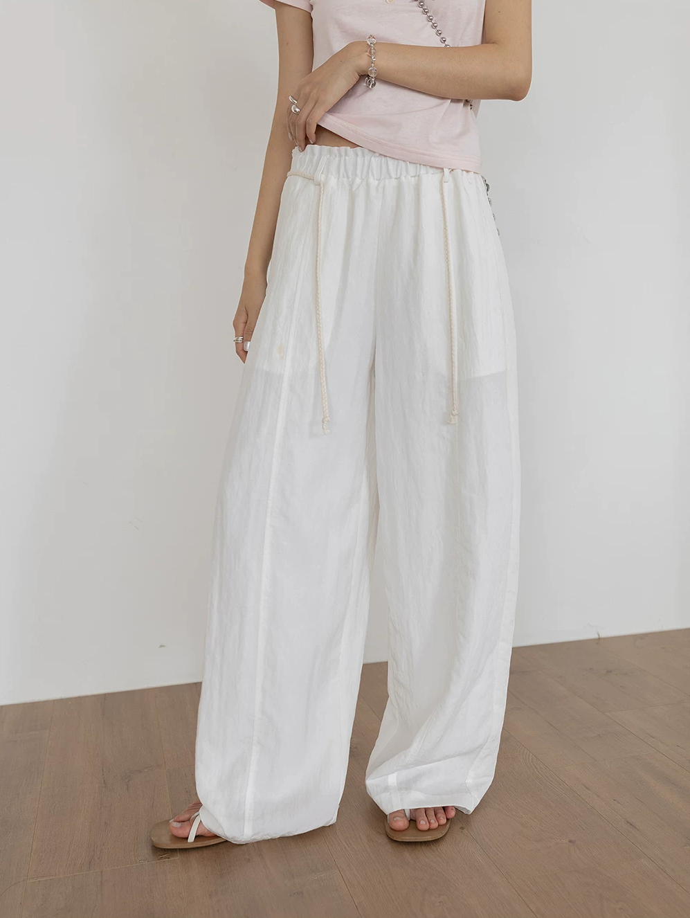 Linen Blend Relaxed Fit Wide-Leg Pants