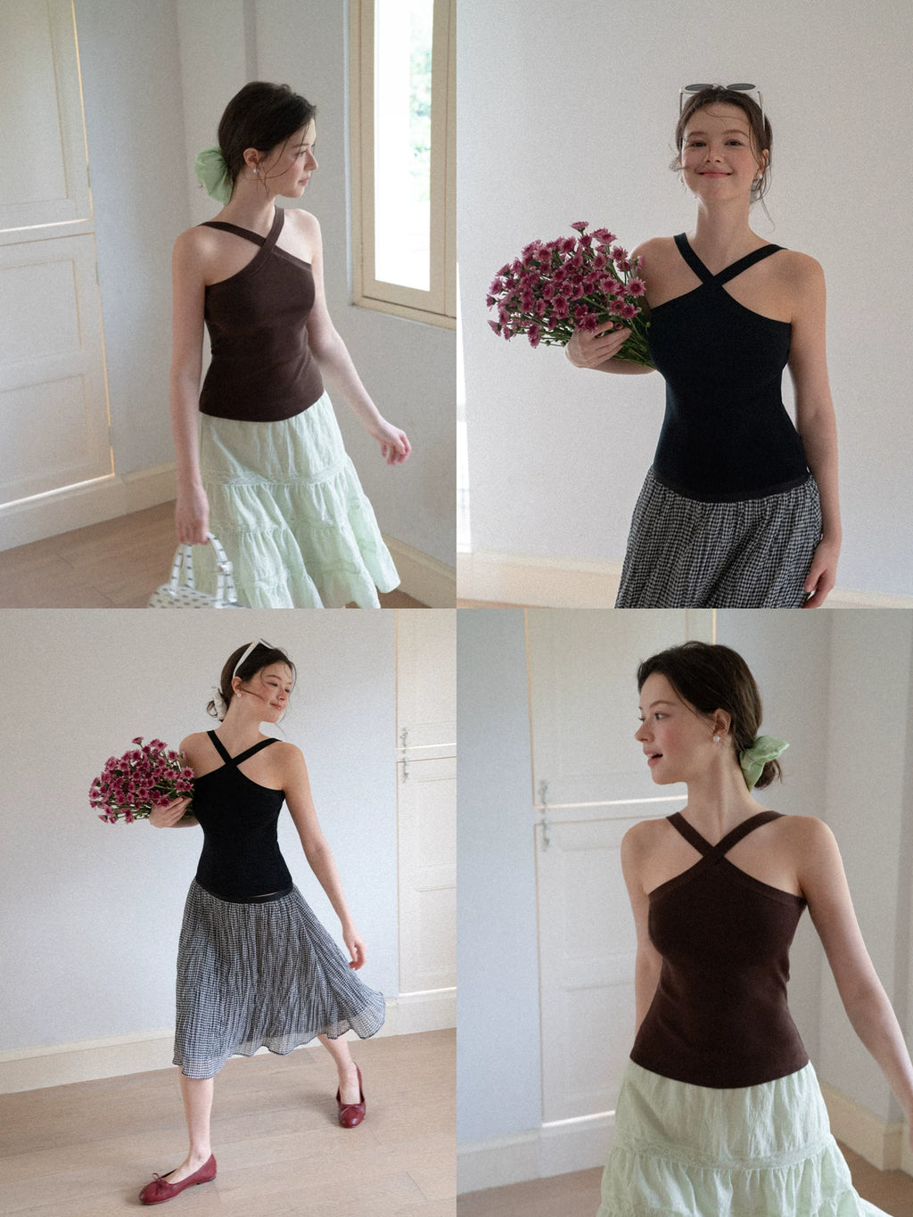 EGGKA eggka cross halter fitted lyocell knit v black medium