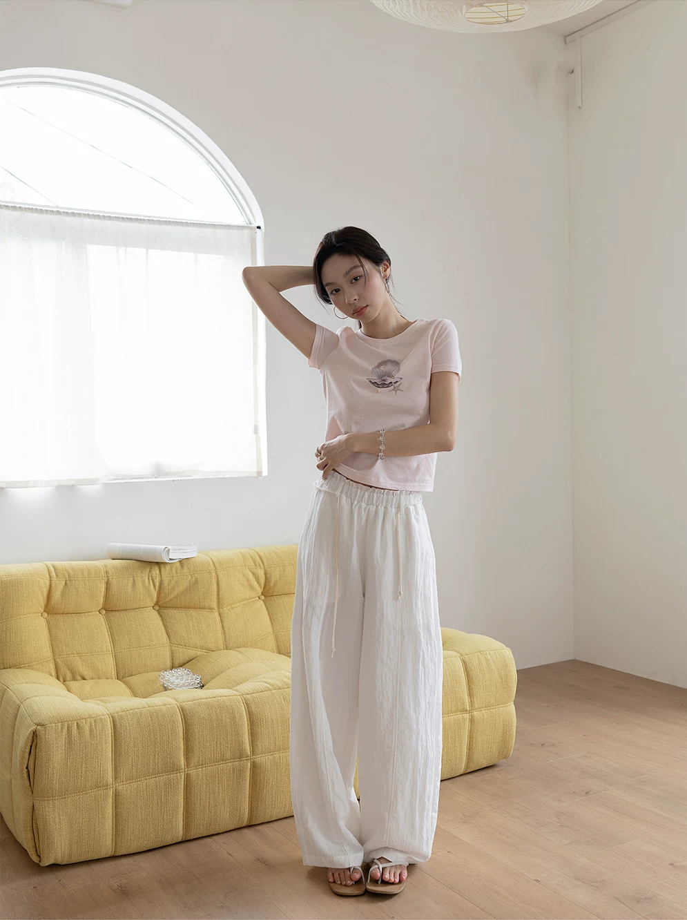 Linen Blend Relaxed Fit Wide-Leg Pants