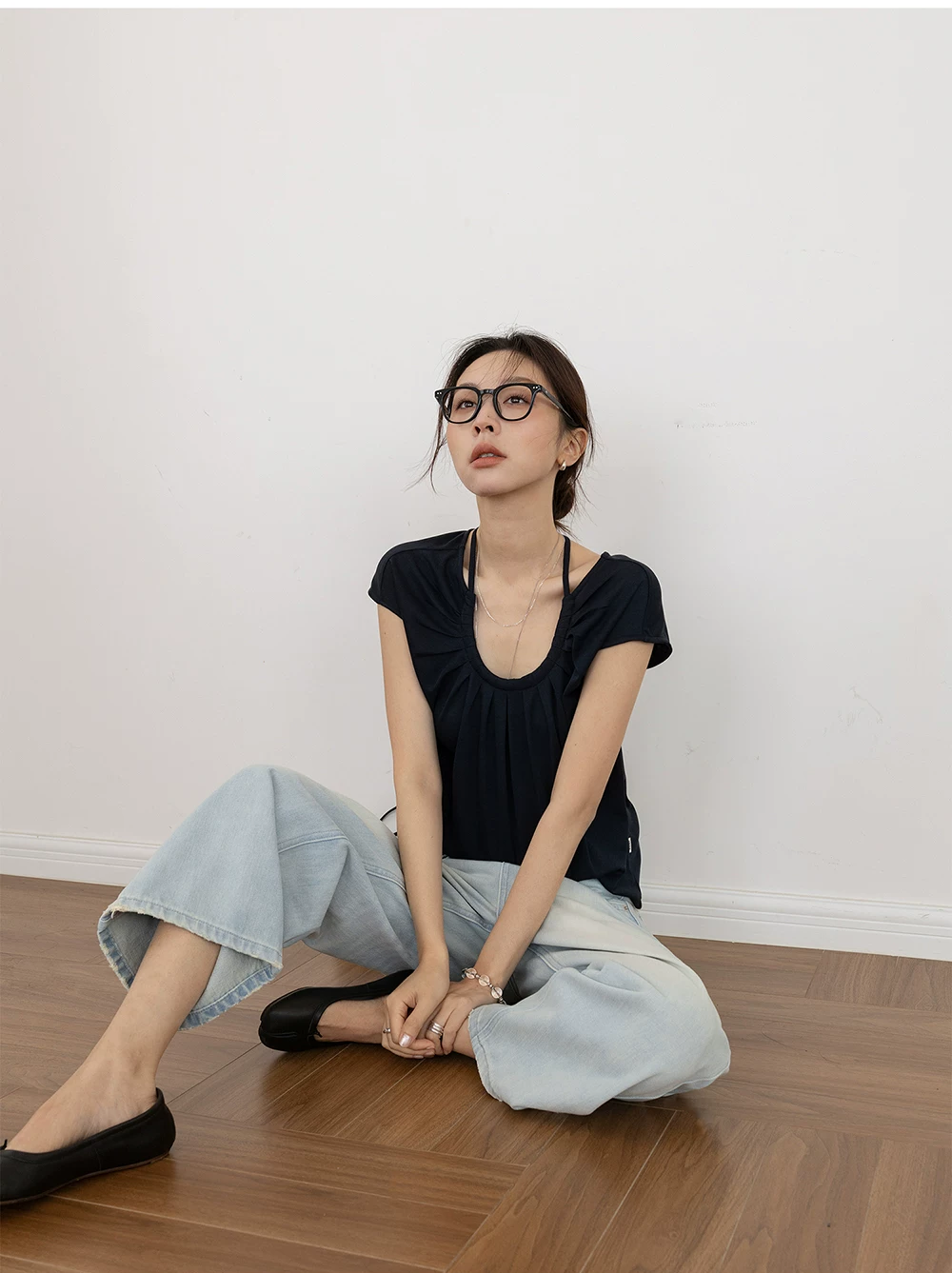 Straight-Leg Washed Denim Cropped Jeans