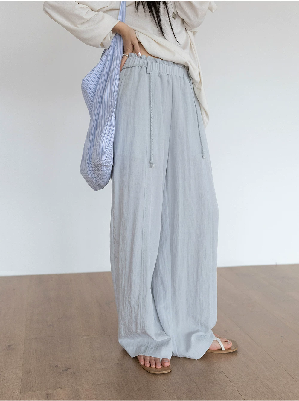 Linen Blend Relaxed Fit Wide-Leg Pants