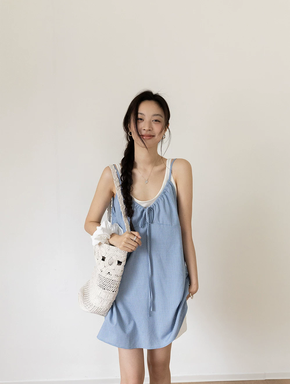 Plaid V-Neck Spaghetti Strap Dress