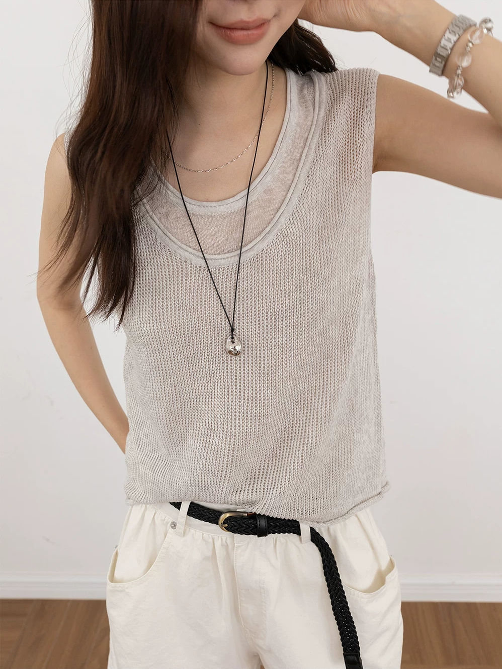 Two-Piece Layered Linen Tank