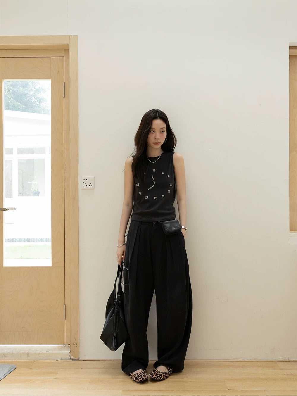 High-Waisted Wide-Leg Drape Pants