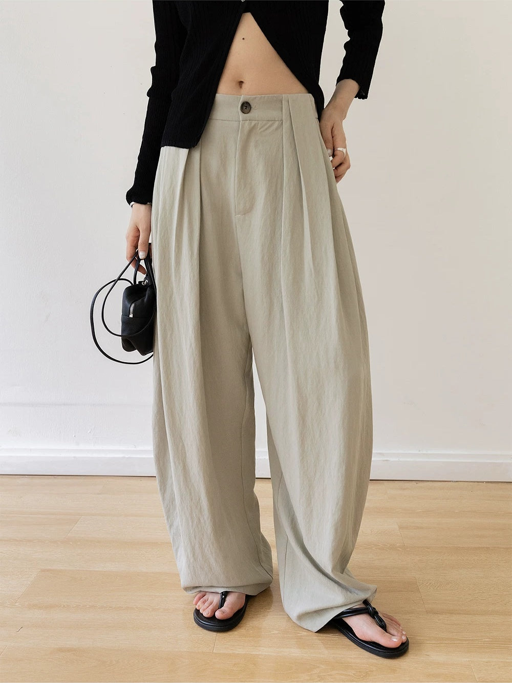 High-Waisted Wide-Leg Drape Pants